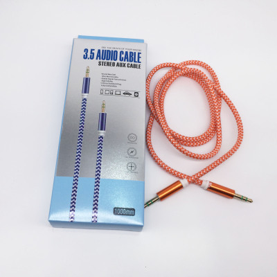 Audio line color knitting car AUX audio line 3.5mm male to male recording line 1 m knitting data line