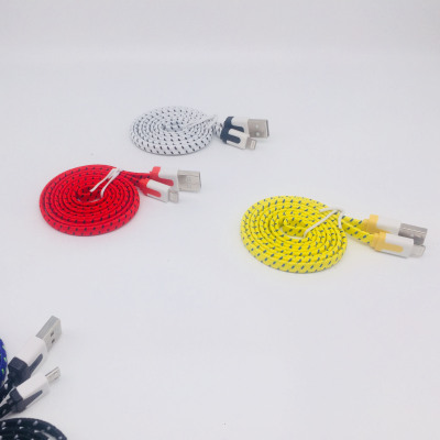 1 m 2 m 3 m android universal usb charging line V8 charging line woven flat noodle nylon data line