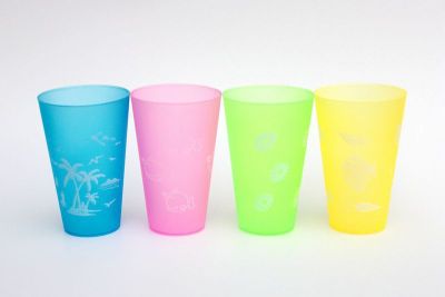 HQ Flared Transparent Printed Plastic Cup Plastic Transparent Gargle Cup Fashion Tooth Cup