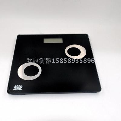 Hot selling fashion household toughened glass LED electronic scale human health weight 180kg stainless steel lotus