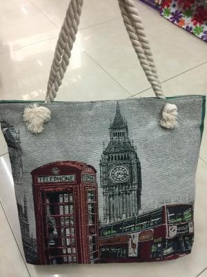 Spot supply wholesale hemp shoulder bag printing fashionable shoulder bag canvas double bag handbag