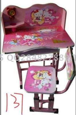 Cartoon children writing desks and chairs primary and middle school students can rise and fall desks and desks covering the edge