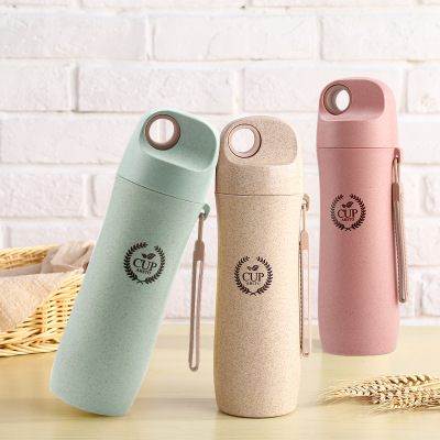 Wheat straw fiber cup student water portable prevention fall cute creative ins plastic advertising cup