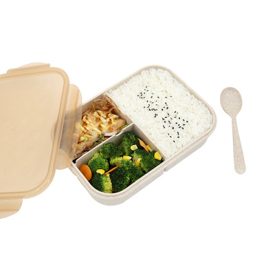 Aiside wheat straw rice box with spoon creative lunchbox box box box box square split box candy box