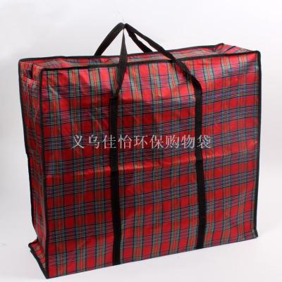 Plastic tartan bags for moving luggage bags 45*40*20 hand woven bags are available from stock