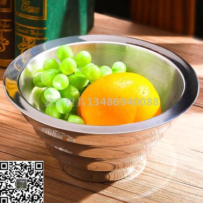 European-style stainless steel salad bowl, bamboo festival bowl, snack bar, fruit bowl, high-end salad bowl