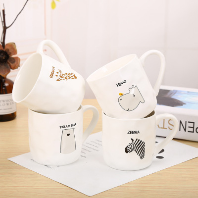 Zakka grocery enamel mug with a hand held animal cartoon cup for supermarket cups household items ceramic cups