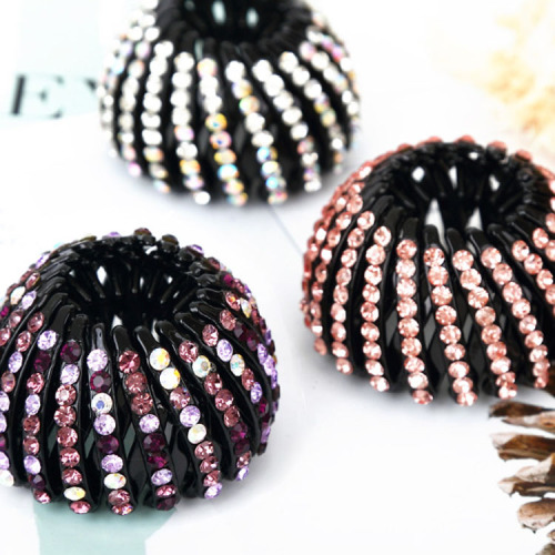 10 Yuan Store Jewelry Headdress Rhinestone Bud Bun Hair Band Bird‘s Nest Hair Jaw Clip Hair Band Hair Ring