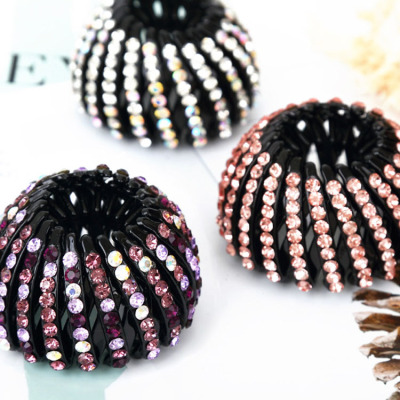 10 Yuan Store Jewelry Headdress Rhinestone Bud Bun Hair Band Bird's Nest Hair Jaw Clip Hair Band Hair Ring