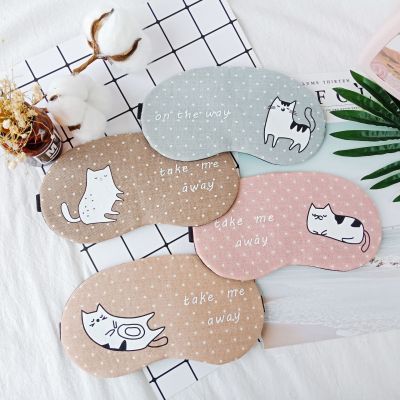 Summer personality cute cartoon sleep mask cold hot compress cotton and linen breathable cat eye mask shake sound