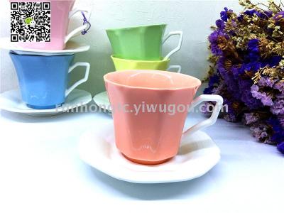 Hot selling creative new ceramic cup saucer macaron coffee cup saucer set flower tea set afternoon tea