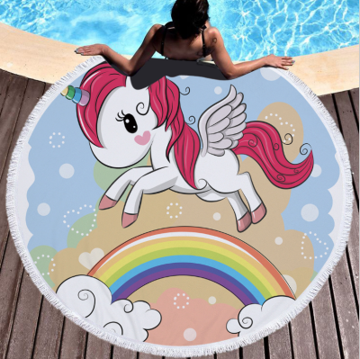 Cartoon unicorn round beach towel yoga mat unicorn bath towel towel