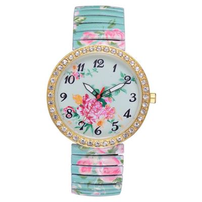 National style classic fashion hits the market with diamond printed spring band personality women's watch elastic watch