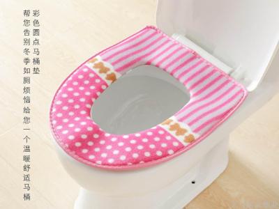 Printed polka-dot toilet seat thickening waterproof four seasons warm pull plush Velcro toilet seat