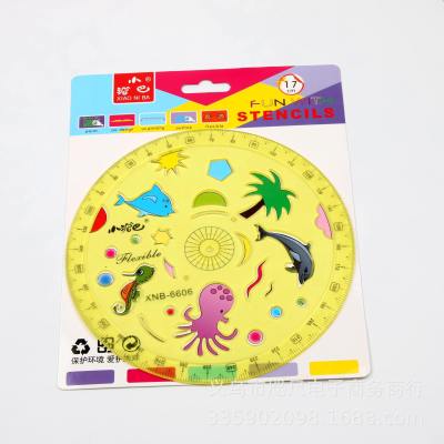 Creative circular ruler drawing template student stationery PVC plastic transparent flexible ruler