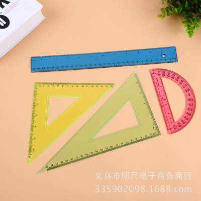 Bin bin-bin stationery students office color ruler set of three-dimensional pieces compass ruler set ruler tool 4