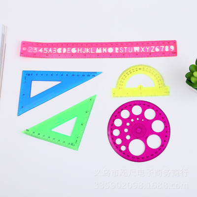 Student ruler set combination ruler innovative design 5 of newly added drawing circle five pieces ruler sets