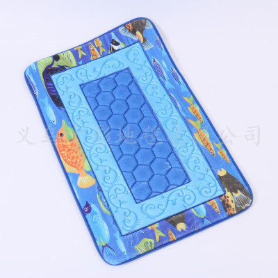 The absorbent foot mat covers the mat floor