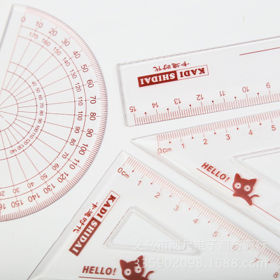 4 sets of ruler tools for students' office transparent ruler set with the triangular ruler