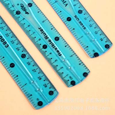 Manufacturer direct selling 30cm color flexible ruler PVC flexible ruler plastic ruler can be bent ruler folding