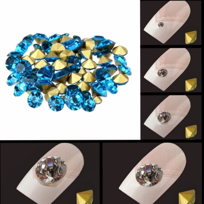 Nail Sticker Rhinestones Dark Aquamarine Color Mini Pointback Crystal Stones Loose Strass Bead DIY Nail Art Decoration  