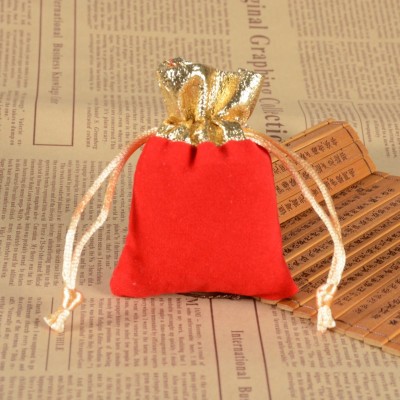 12 * 15cm Gold Mouth Golden Edge Red Ornament Earphone Buddha Beads Flannel Pouch Pocket Gift Packaging Bag