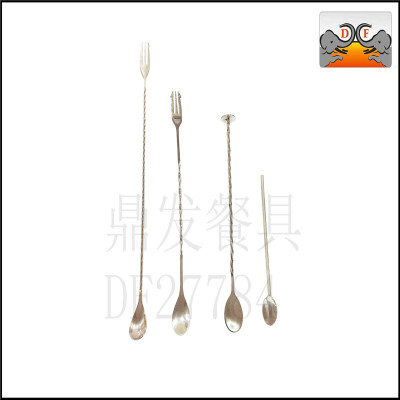 DF27784 tinted stainless steel kitchen and hotel utensils straw spoon bar spoon fork spoon spoon
