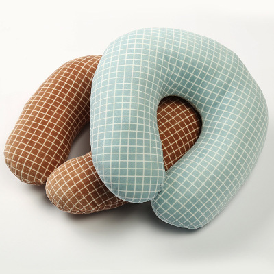 New PP cotton U pillow office simple grid U back pillow neck travel pillow manufacturers customized