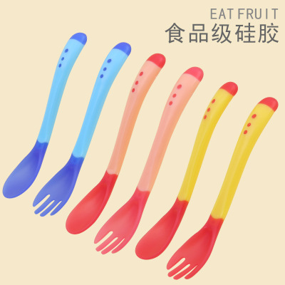 Baby Temperature-Sensitive Spoon Fork Baby Mecine Feeding Spoon Temperature-Sensitive Spoon Temperature-Sensitive Spoon Temperature-Sensitive Color-Changing Factory Wholesale