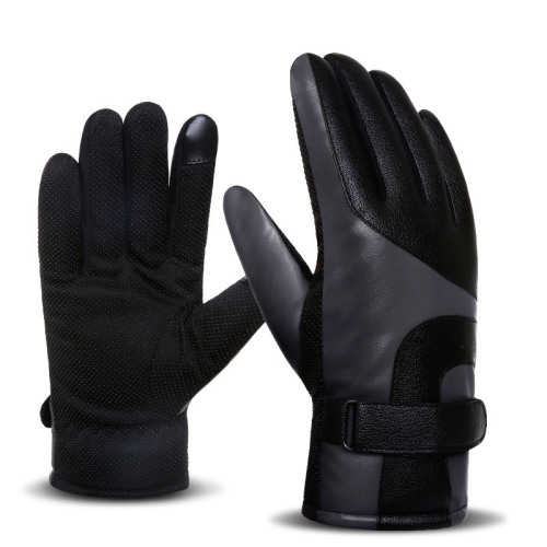 gloves autumn and winter riding pu leather non-slip gloves winter cycling hand guard waterproof touch screen men‘s leather gloves wholesale