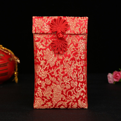 Wedding Supplies Lucky Money Envelope Red Packet Wedding Embroidery Breasted Brocade Cloth Art Red Packet Bag Red Envelop Containing 10,000 Yuan Factory Customization