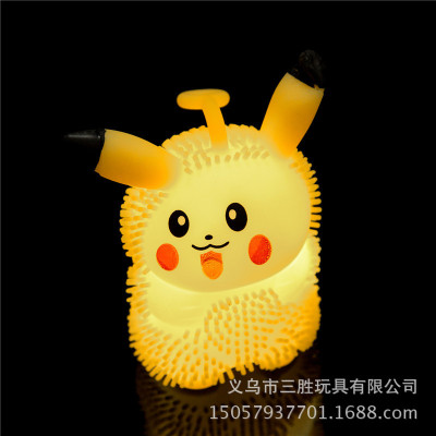Manufacturer direct selling creative shining light wool ball Pikachu children's soft glue outlet ball goods source hot sale