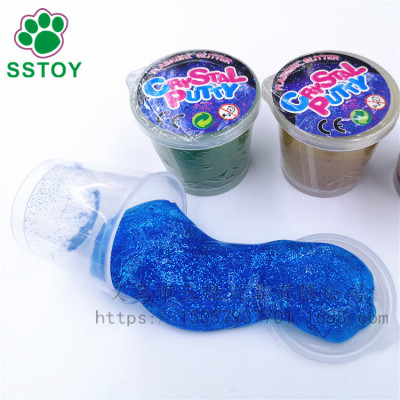 Selling children's diy toys slim barrel crystal mud with gold pastel 4 color creative birthday gifts