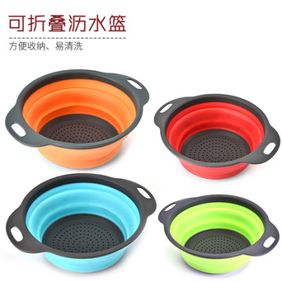 Collapsible silica gel waterproofing basket family multi - purpose waterproofing basket fruit basket kitchen washing basket