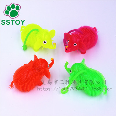 LED small elephant hair ball soft glue TPR enameling toy squeezes and whistles to call the ball luminescence vent ball