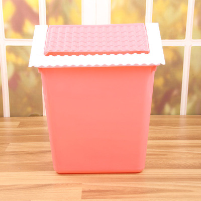 Home Shake Cover Plastic Trash Can Living Room Bathroom Kitchen Trash Can Office Wastebasket With Lid