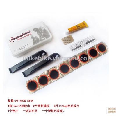 Bicycle tyre refill kit with refill box with glue rod film refill roller