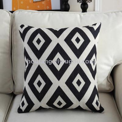 Black and white series cotton linen home textile pillow car products cushion pillow cases
