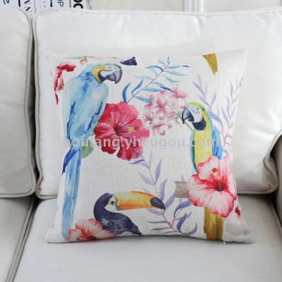 Cotton and hemp holding pillowcase flower digital printing cushion cover manufacturers direct selling