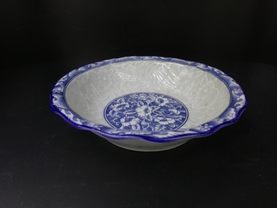 Daily ceramic bone porcelain bowl tableware 10 inches lotus bowl blue flowers