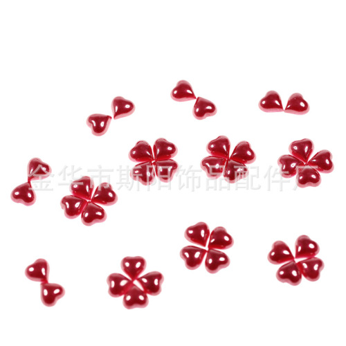 Wholesale 2 * 3mm Peach Heart Beads Heart-Shaped with Hole Beads Imitation Pearl Peach Heart Yiwu Factory Direct Sales Wholesale