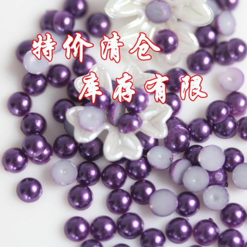 Yiwu Wholesale Semicircle Paint Imitation Pearl Scattered Beads Ornament Accessories 4mm Plastic Half Beads Factory Direct Sales