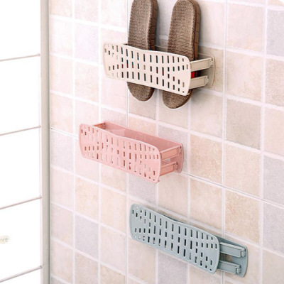 Simple bathroom wall - mounted shoe rack creative household goods folding wall - mounted seamless adhesive shoe rack