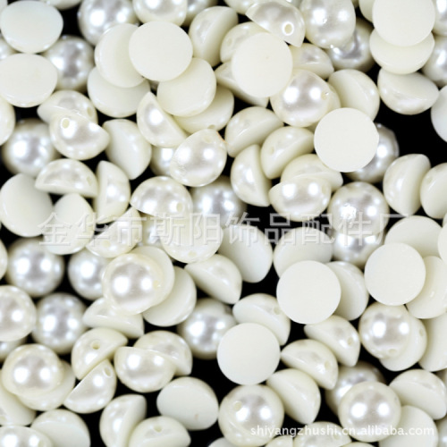 Paint Semicircle Double Hole Imitation Pearl 8mm Export Ornament Accessories Clothing Threading Pearl Yiwu Factory Direct Sales