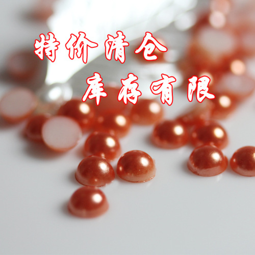 half price sales 6mm orange semicircle paint plastic imitation pearl hair accessories factory direct spot supply