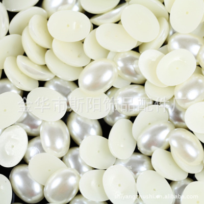 Wholesale 10*14mm egg-shaped half oval paint powder beads abs imitation pearl case bag accessories shoes pearl accessories