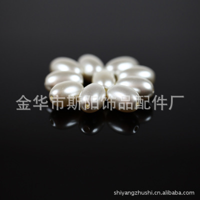 Direct selling wholesale pearl manufacturers 6*12 oval paint perforated plastic imitation pearl garment hair accessories