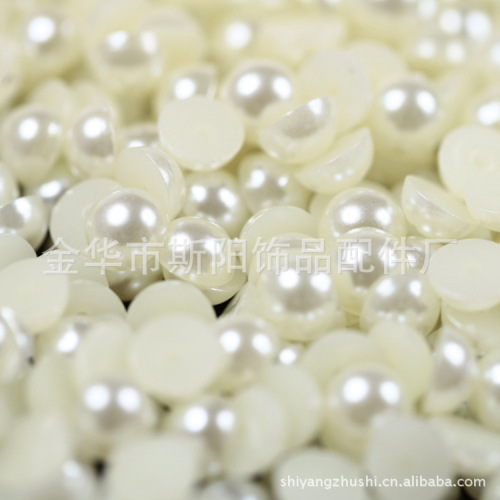 Yiwu Direct Sales Semicircle Paint Loose Beads Wholesale DIY Pearl 14mm Half Surface Pearl Plastic Loose Beads 