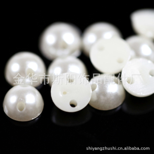 wholesale 8 mabs semicircle paint imitation pearl diy handmade material beaded jewelry with double hole plastic pearl