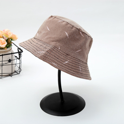 Summer New Cotton Bucket Hat Korean Style Personalized Feather Adult Cap Outdoor Sun Hat Factory Wholesale